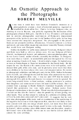 An Osmotic Approach to the Photographs - Robert Melville