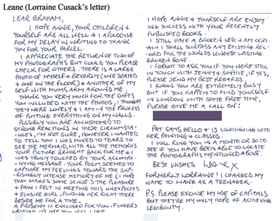 Lorraine Cusack's Letter