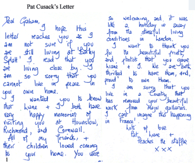 Pat Cusack's First Letter